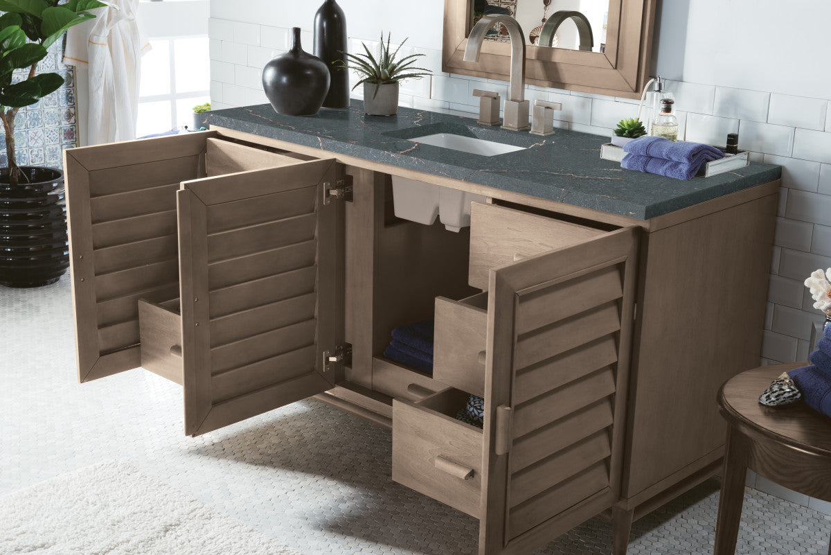 Portland 60" Single Vanity Cabinet, Whitewashed Walnut
