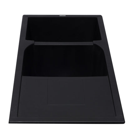 ALFI brand AB4620DI 46" Double Bowl Granite Composite Kitchen Sink with Drainboard