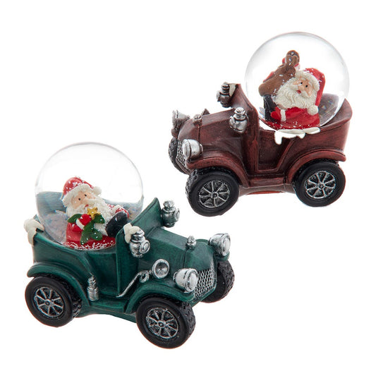 Santa In Car Water Globe -