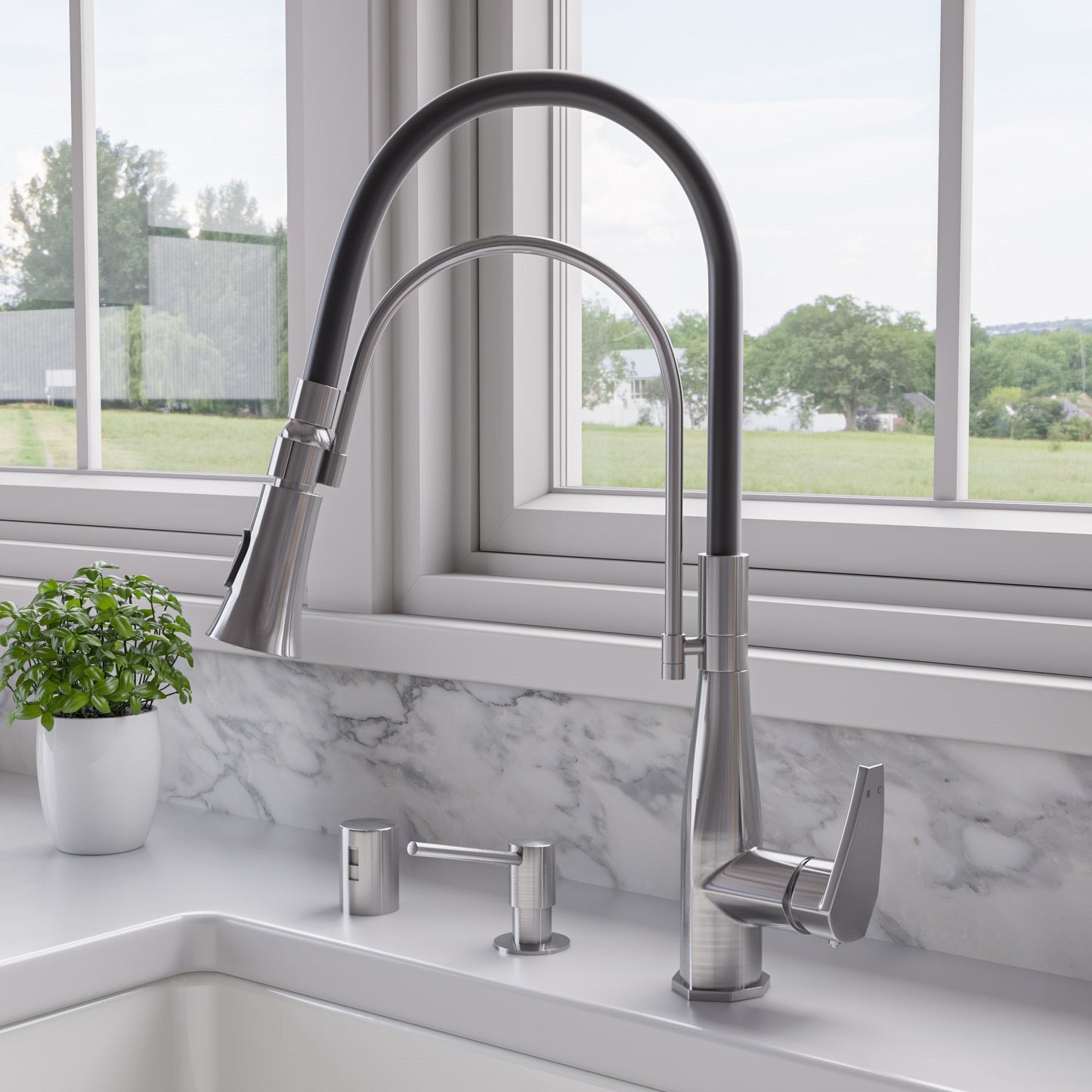 ALFI brand ABKF3001 Kitchen Faucet with Black Rubber Stem