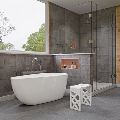 ALFI brand  AB8861 59 inch White Oval Acrylic Free Standing Soaking Bathtub