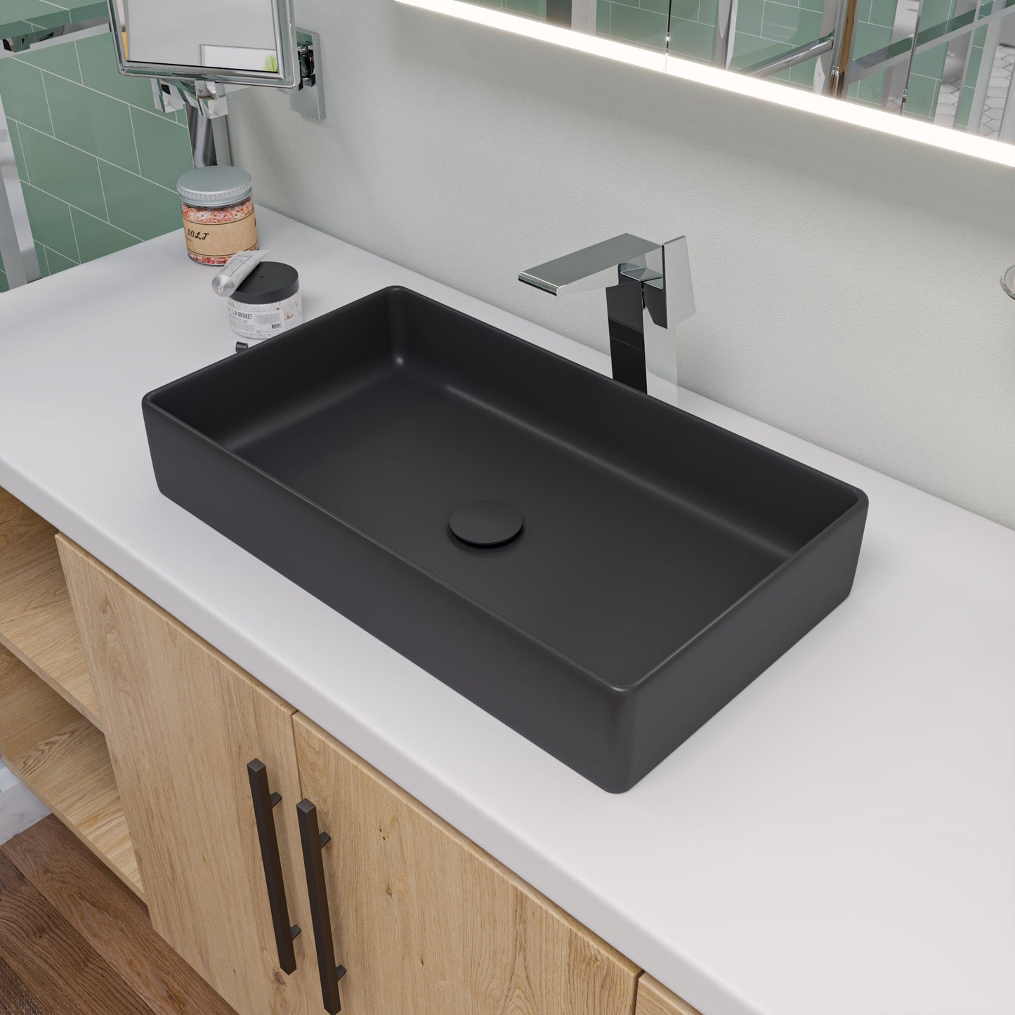 ALFI brand ABC902 24" Modern Rectangular Above Mount Ceramic Sink