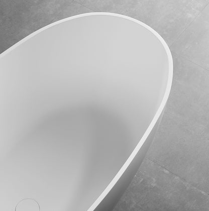 ALFI brand  AB9975 59" White Oval Solid Surface Resin Soaking Bathtub