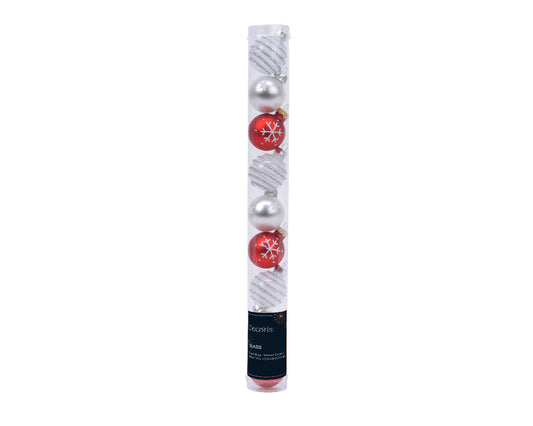 Cheerful Christmas Mix - Tube of 9 Glass Ornaments