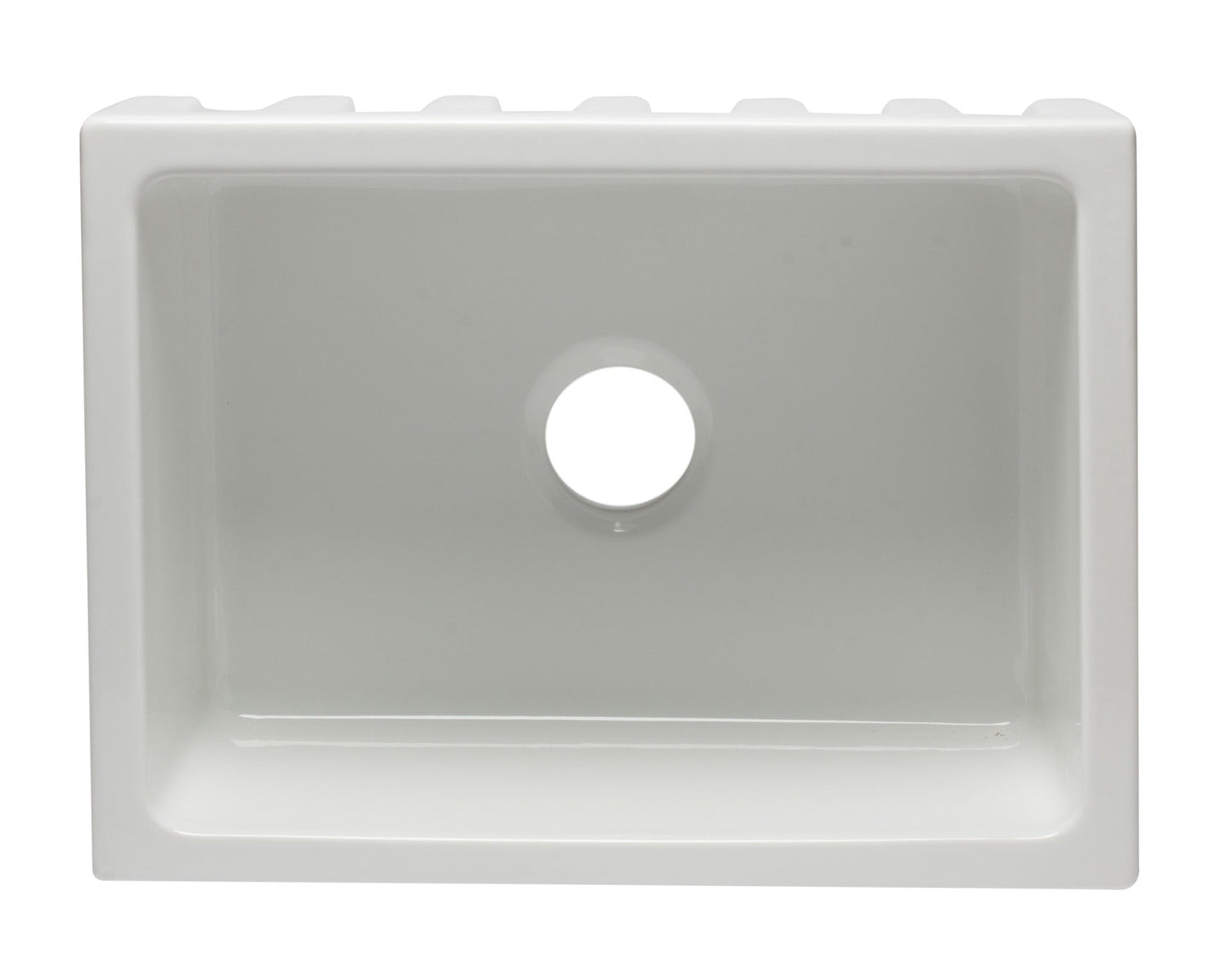 ALFI brand AB2418HS AB2418HS-B 24 inch Biscuit Reversible Smooth / Fluted Single Bowl Fireclay Farm Sink