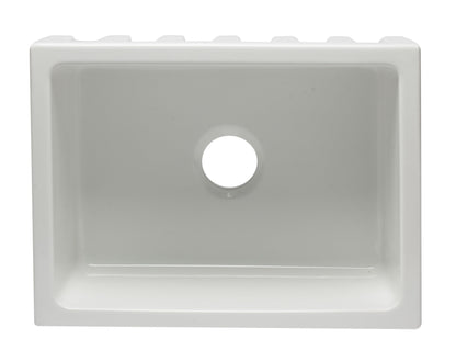 ALFI brand AB2418HS AB2418HS-B 24 inch Biscuit Reversible Smooth / Fluted Single Bowl Fireclay Farm Sink