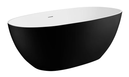 ALFI brand  AB9975BM 59" Black & White Matte Oval Solid Surface Resin Soaking Bathtub