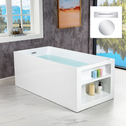 WOODBRIDGE 59" Acrylic Freestanding Bathtub Contemporary Soaking Tub