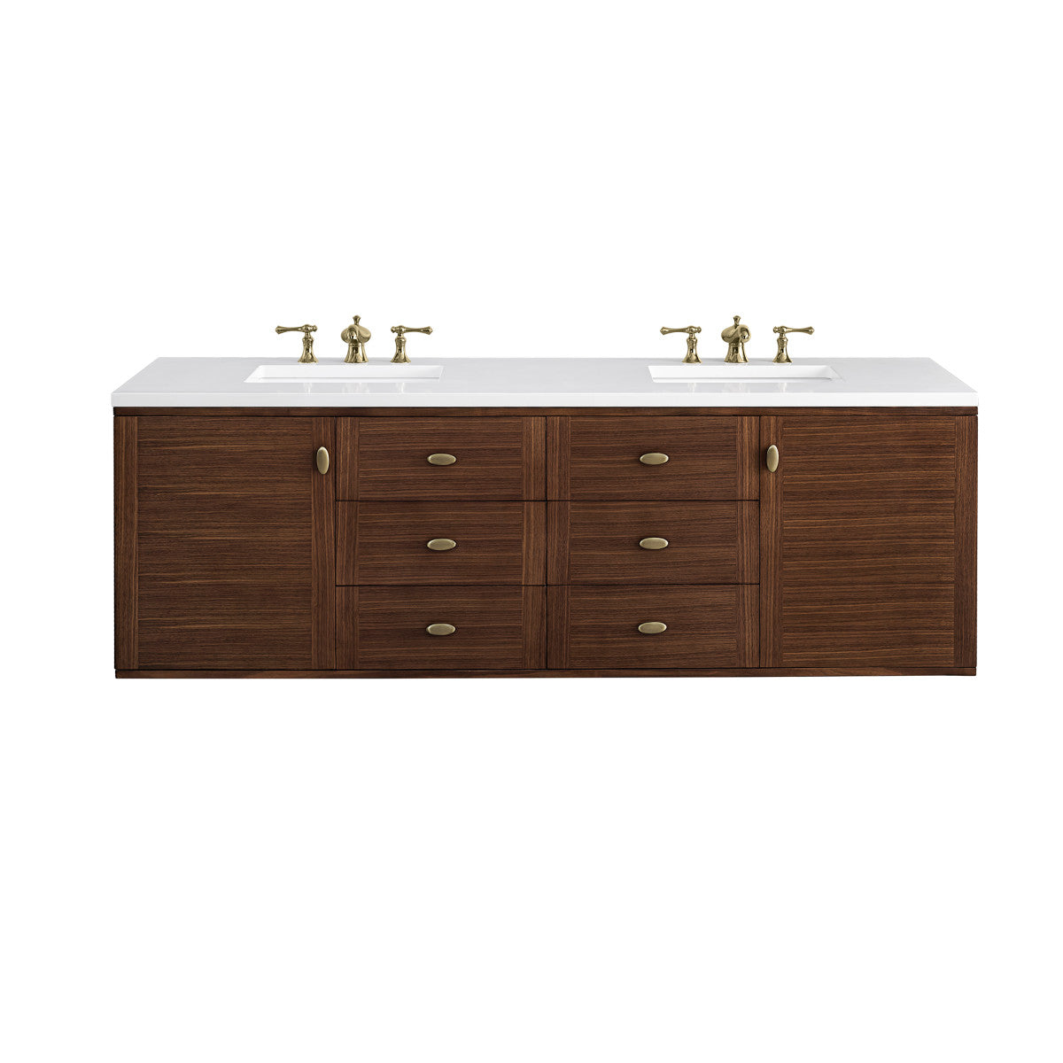 Amberly 72" Double Vanity Cabinet, Mid-Century Walnut
