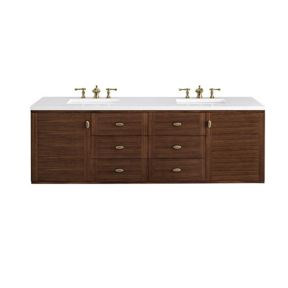 Amberly 72" Double Vanity Cabinet, Mid-Century Walnut