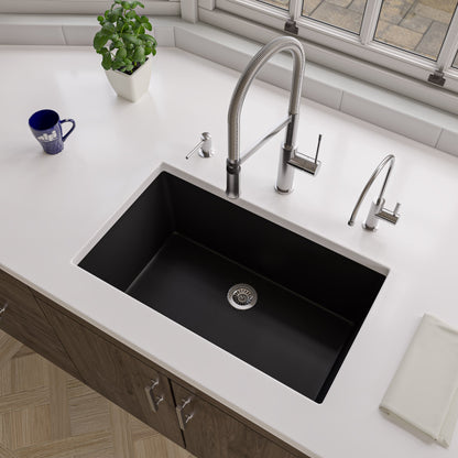 ALFI brand AB3018UD 30" x 18" Fireclay Undermount / Drop In Fireclay Kitchen Sink