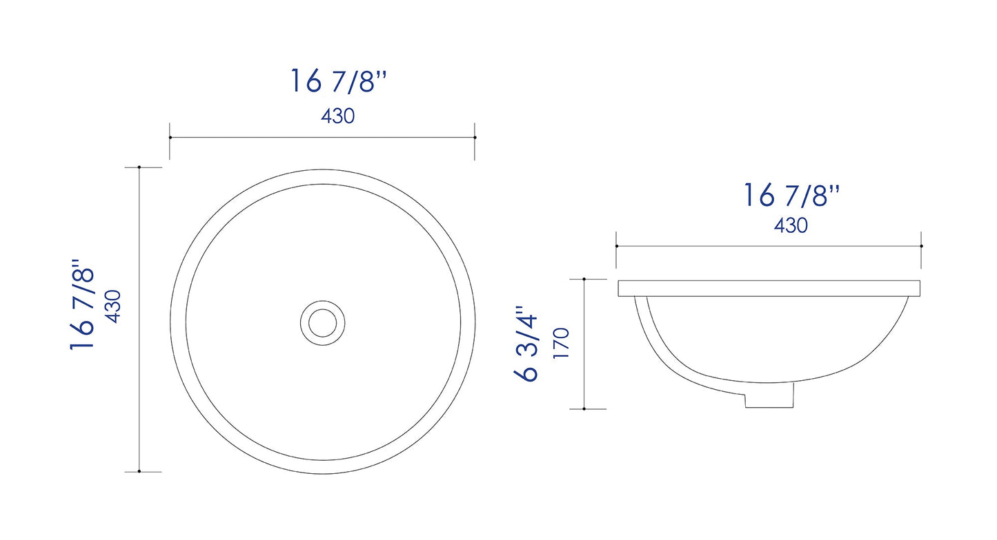 ALFI brand  ABC601 White 17" Round Undermount Ceramic Sink