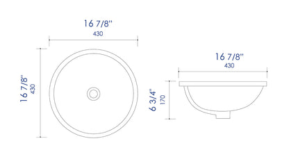 ALFI brand  ABC601 White 17" Round Undermount Ceramic Sink