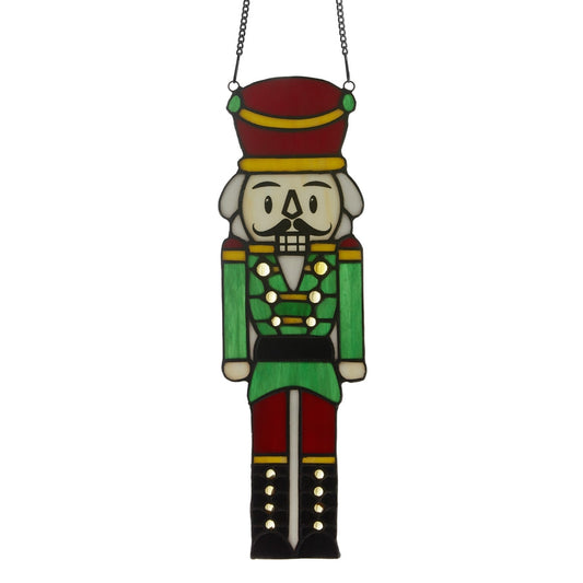 Hans the Holiday Nutcracker Stained Glass Window Panel