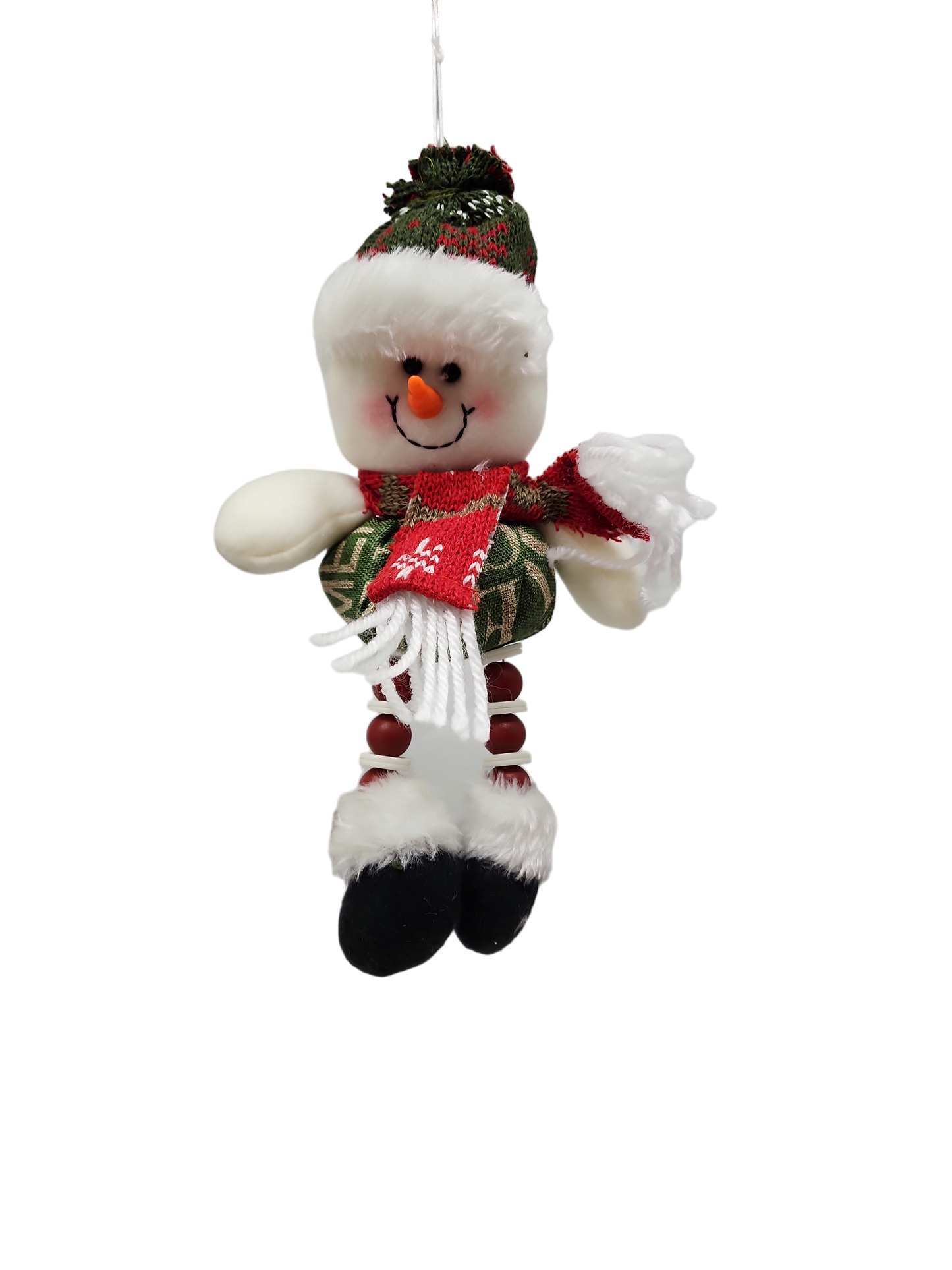 Plush Snowman Ornament with Button Legs