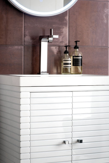 Linden 24" Single Vanity with White Glossy Composite Stone Top