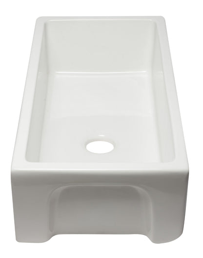 ALFI brand AB3618HS Reversible Smooth / Fluted Single Bowl Fireclay Farm Sink