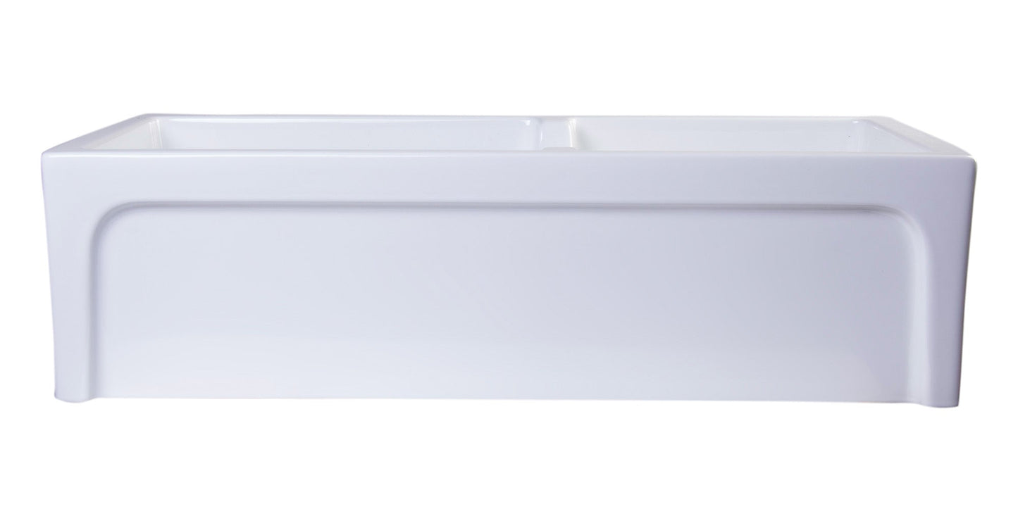 ALFI brand AB3618ARCH Arched Apron Thick Wall Fireclay Double Bowl Farm Sink