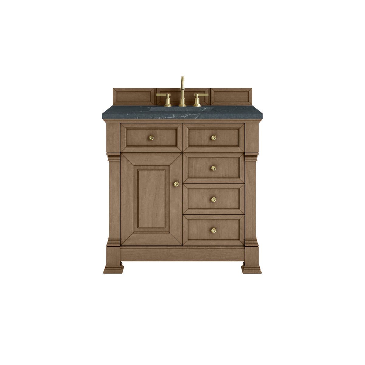 James Martin 547-V36 Brookfield 36” Single Vanity – Black Onyx / Honey Oak / Pearl Charcoal