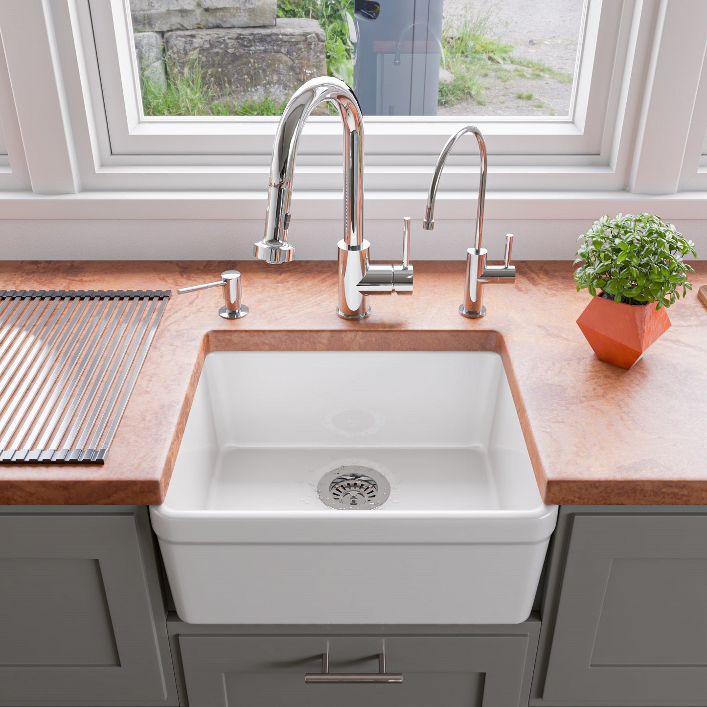 ALFI brand ABKF3262 Sensor Gooseneck Pull Down Kitchen Faucet