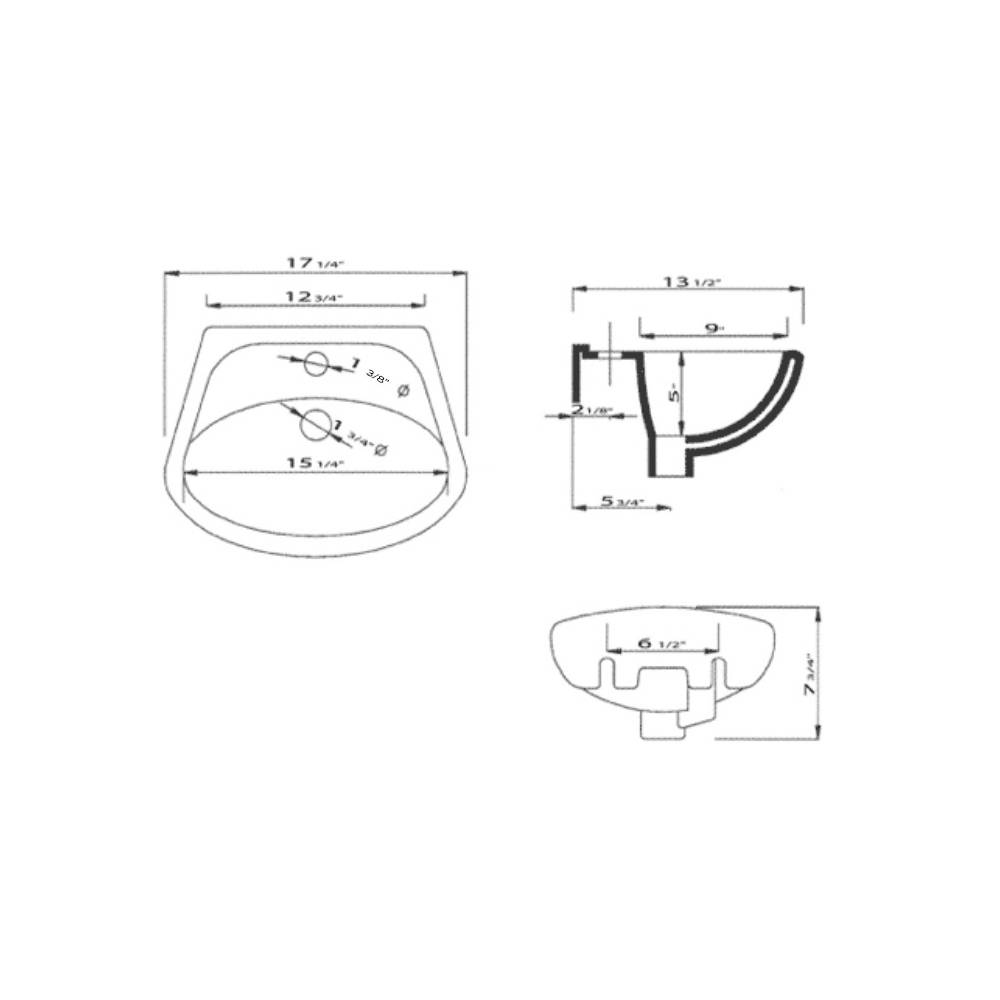 ALFI brand  AB106 White Small Porcelain Wall Mount Basin with Overflow