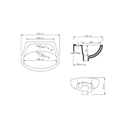 ALFI brand  AB106 White Small Porcelain Wall Mount Basin with Overflow