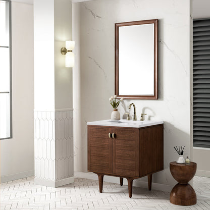 Amberly 30" Single Vanity Cabinet, Mid-Century Walnut