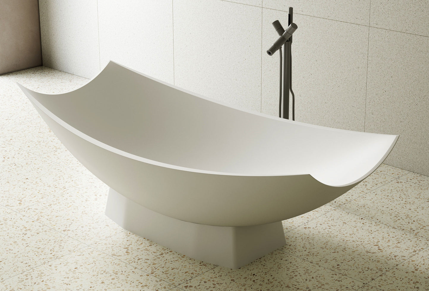 ALFI brand  AB9992 White Matte 71" Solid Surface Resin Free Standing Hammock Style Bathtub