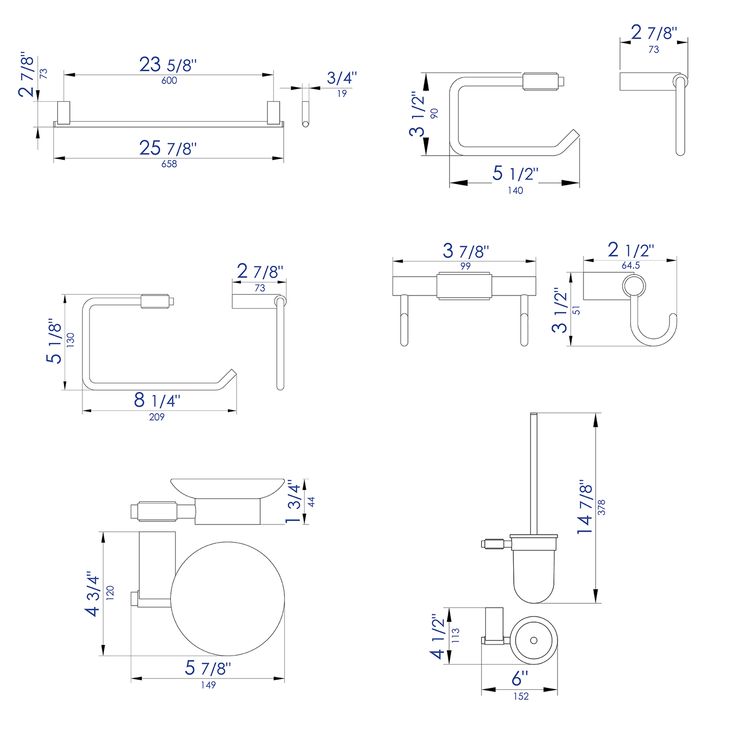 ALFI brand AB9515 6 Piece Bath Accessory Set