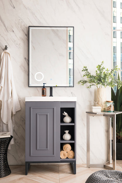 Alicante 24" Single Vanity with White Glossy Composite Stone Top