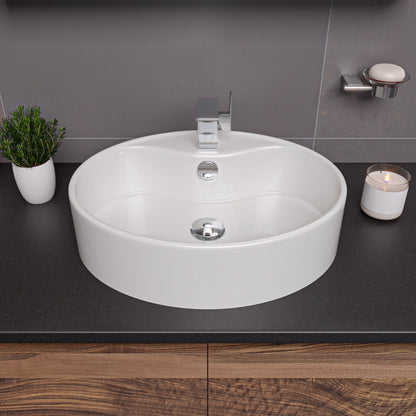 ALFI brand  ABC910 White 22" Oval Above Mount Ceramic Sink with Faucet Hole