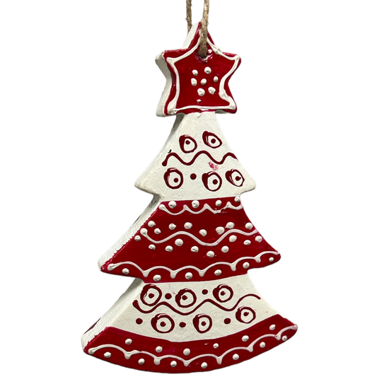 Scandi Holiday Red And White Tree Ornament