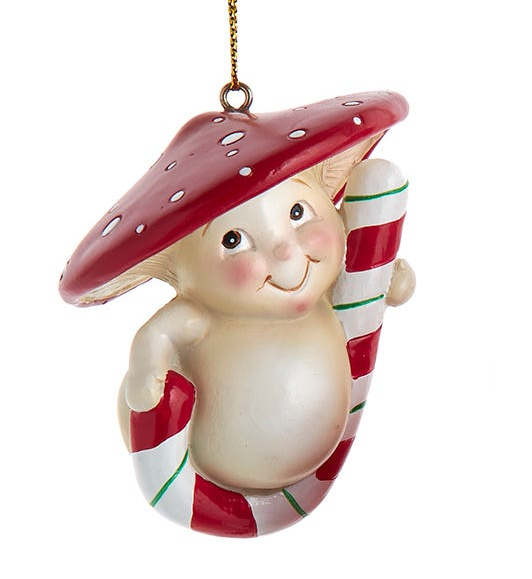 Candy Cane Mushroom Ornament - Skating