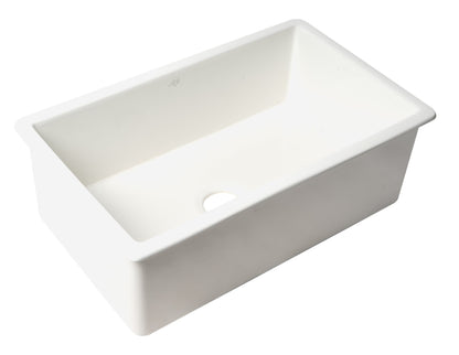ALFI brand ABF3018UD ABF3018UD-W White 30" x 18" Fireclay Undermount / Drop In Kitchen Sink w Grid