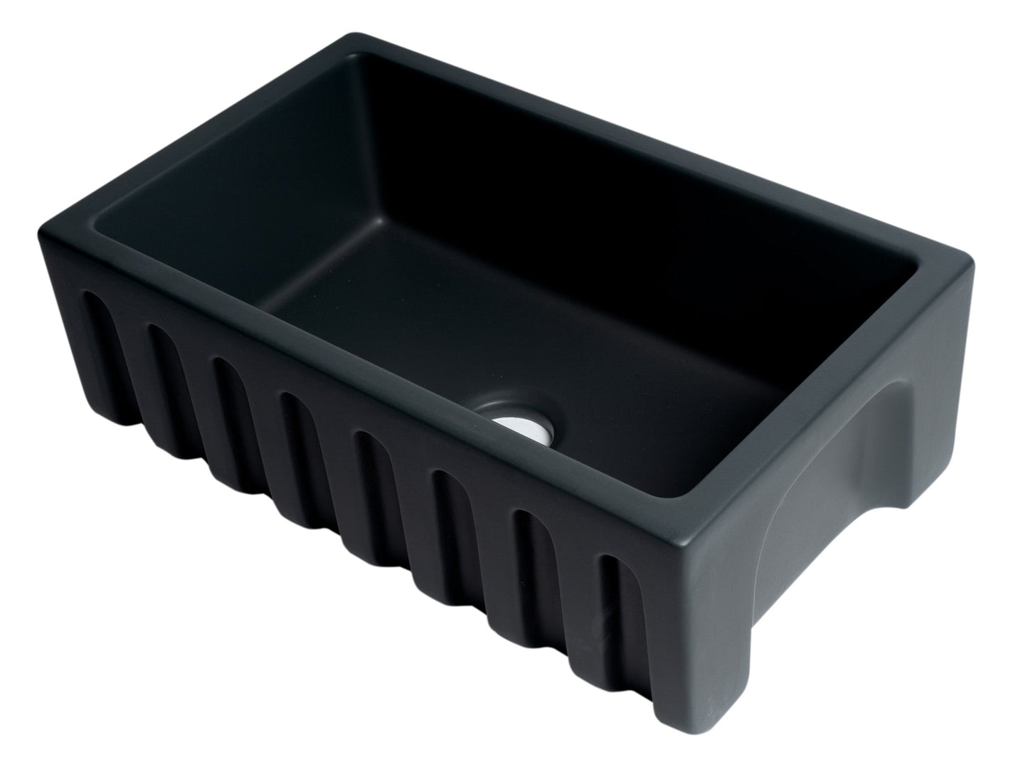 ALFI brand AB3018HS Reversible Smooth / Fluted Single Bowl Fireclay Farm Sink