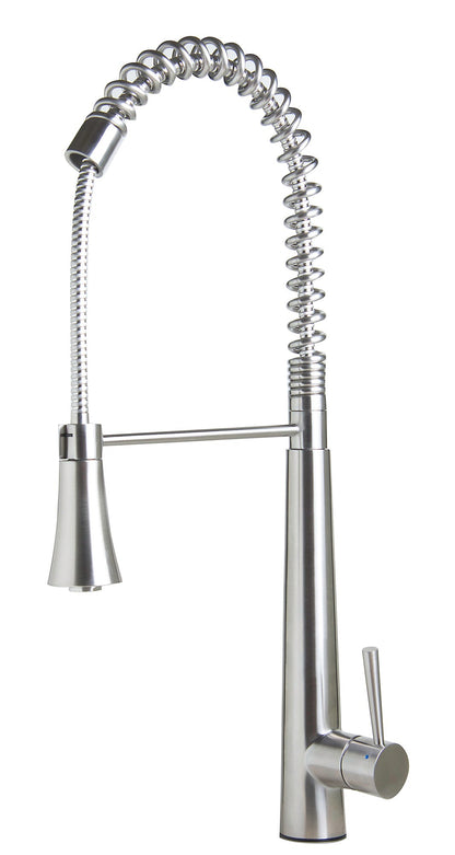 ALFI brand  AB2039S Solid Stainless Steel Commercial Spring Kitchen Faucet with Pull Down Shower Spray