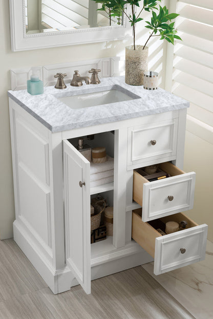De Soto 30" Single Vanity Cabinet, Bright White