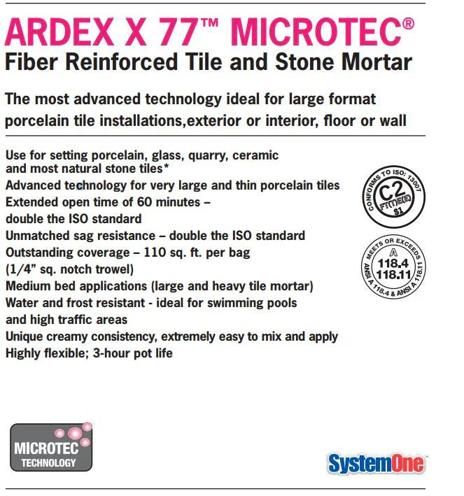 ArdexX77 Microtec Fiber Reinforced Tile and Stone Mortar