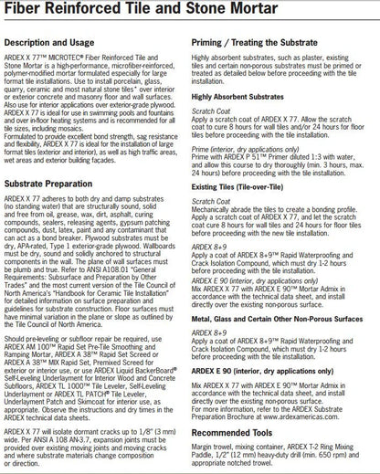 ArdexX77 Microtec Fiber Reinforced Tile and Stone Mortar