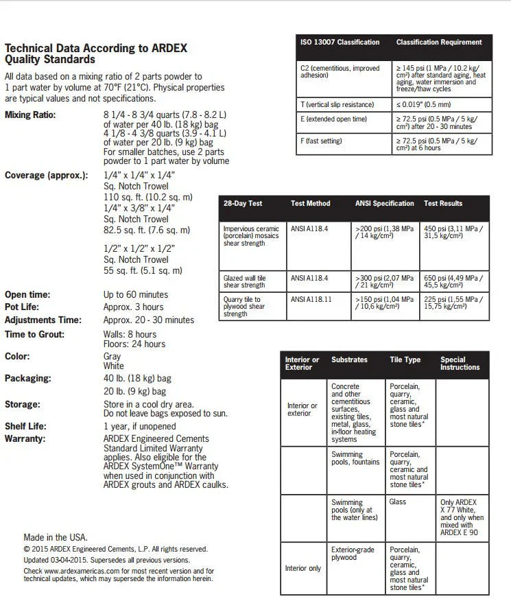 ArdexX77 Microtec Fiber Reinforced Tile and Stone Mortar