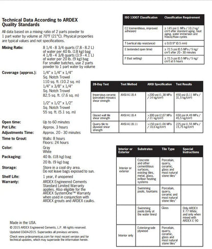 ArdexX77 Microtec Fiber Reinforced Tile and Stone Mortar