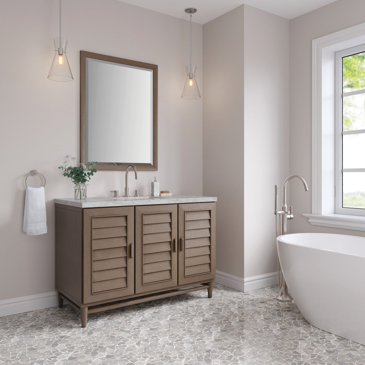 Portland 48" Single Vanity Cabinet, Whitewashed Walnut