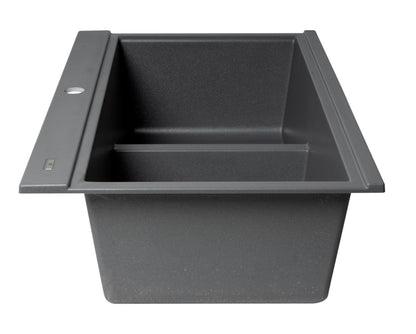 ALFI brand AB3418DBDI 33" Granite Composite Workstation Step Rim Double Bowl Drop In Sink with Accessories