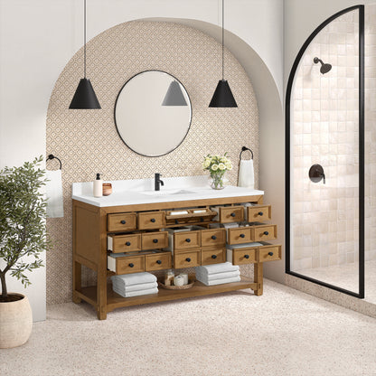 Malibu 60" Single Vanity Cabinet, Amber Birch