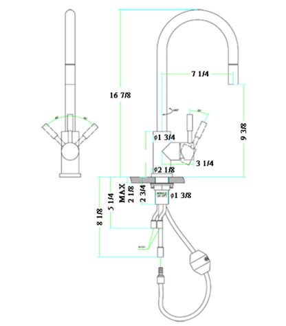 ALFI brand AB2028 Single Hole Pull Down Kitchen Faucet