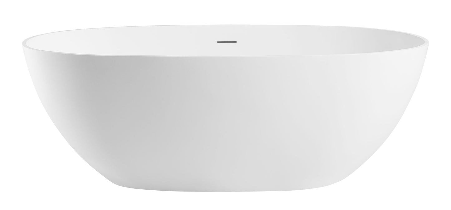 ALFI brand  AB9975 59" White Oval Solid Surface Resin Soaking Bathtub
