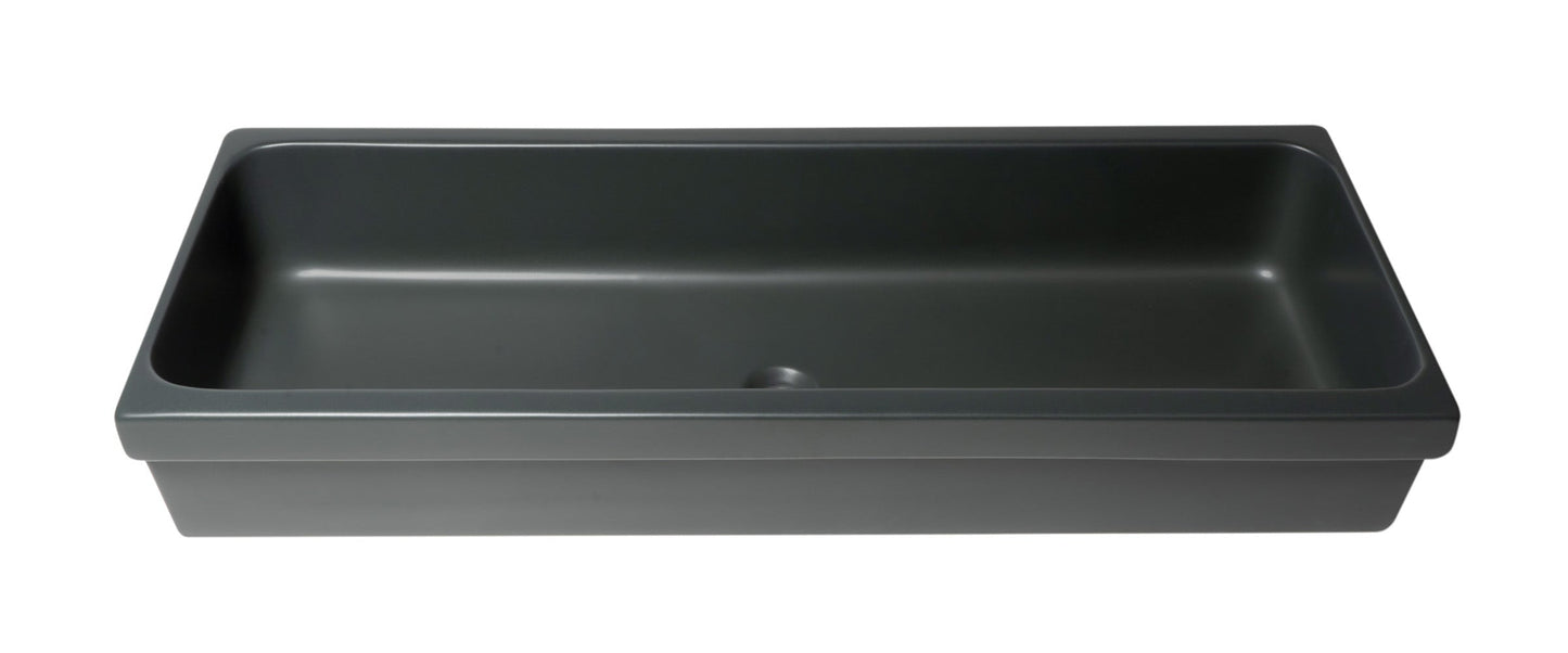 ALFI brand  AB48TRBM 48" Black Matte Above Mount Fireclay Bathroom Trough Sink