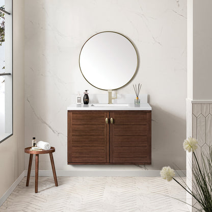 Amberly 36" Single Vanity Cabinet, Mid-Century Walnut