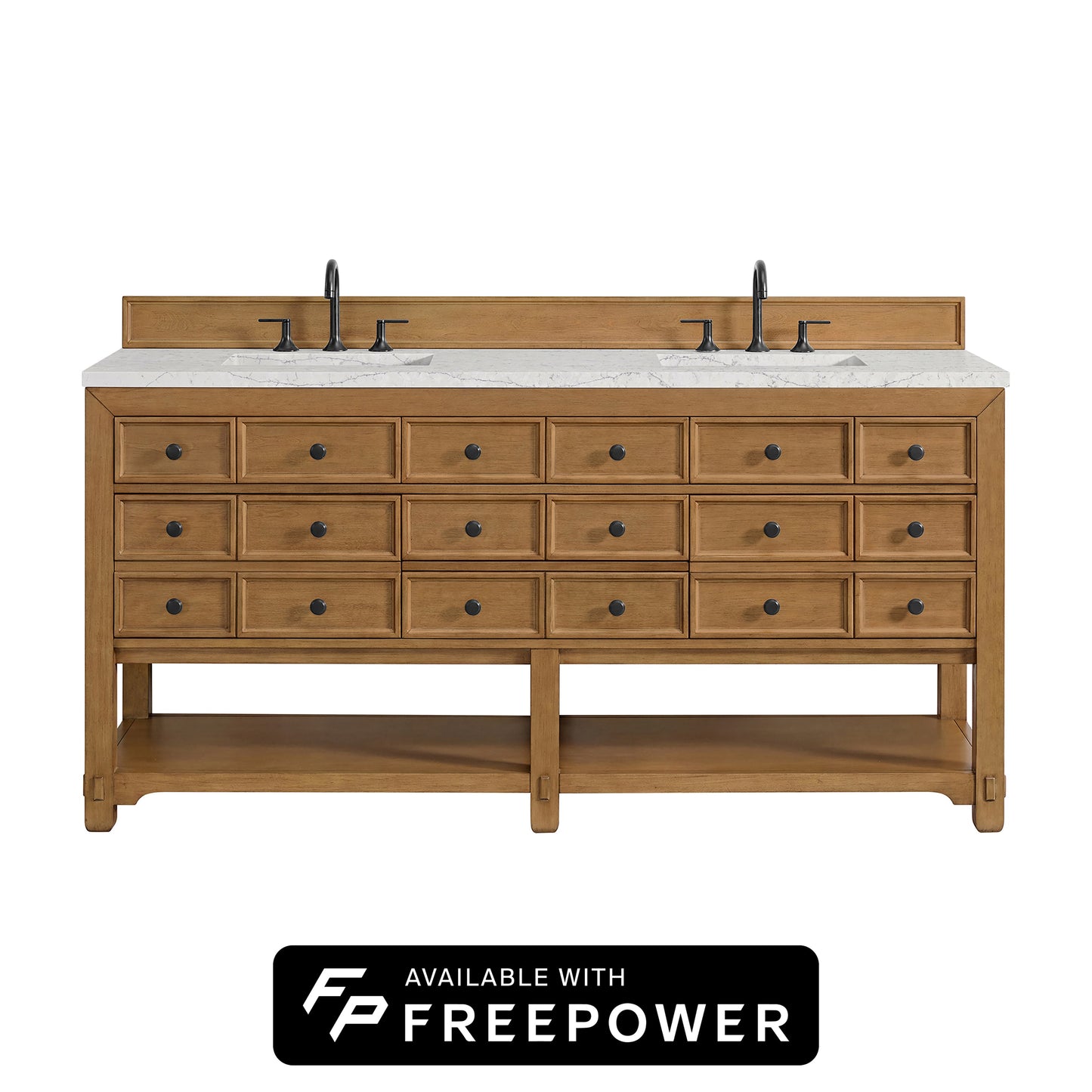 Malibu 72" Double Vanity Cabinet, Amber Birch