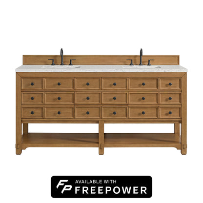 Malibu 72" Double Vanity Cabinet, Amber Birch
